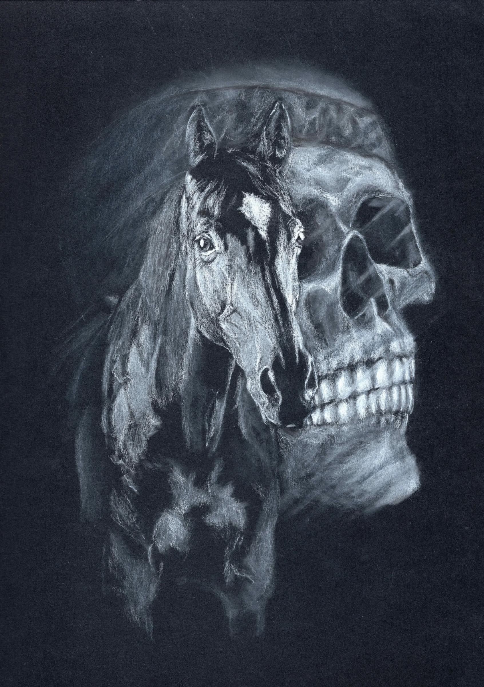 Native1 — White charcoal on black card stock by Brett Parker
