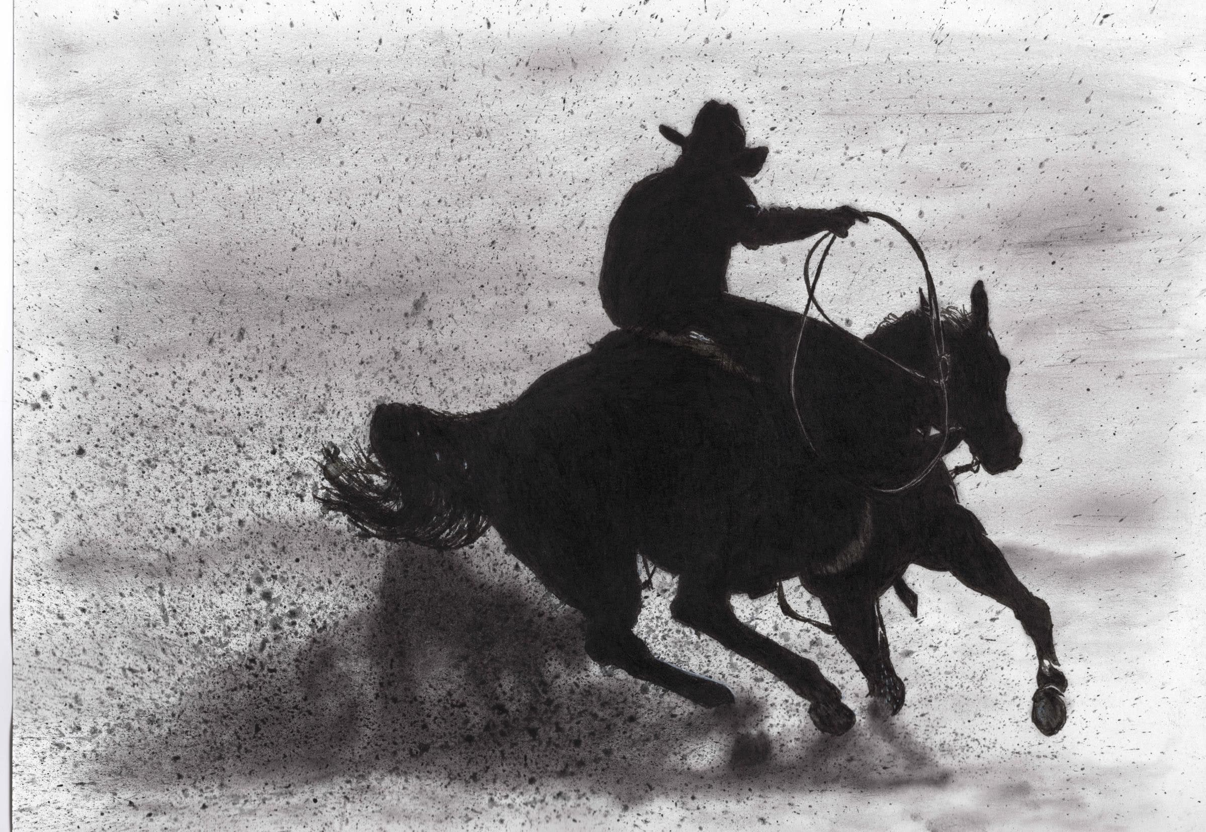 Roper — Black charcoal on white paper by Brett Parker